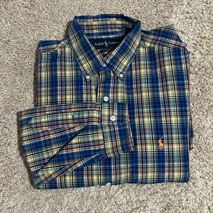 Polo long sleeve plaid dress shirt